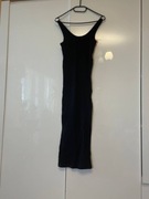 Czarna klasyczna uniwersalna dopasowana midi sukienka elegant basic H&M
