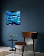 Obraz RĘCZNIE MALOWANY  | TURKUS. Fale. Ocean