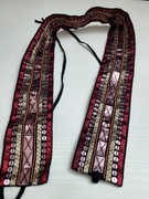 Pasek wiązany jak gorset satyna z koralikami tasiemką boho etno