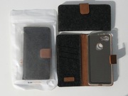 Etui zamykane do Google Pixel 3 / Materiałowe, z kieszonkami / Nowe