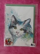 Kartki ręcznie malowane akwarelą ze zwierzątkami ( koty i psy)