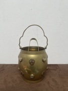 Masywne Wiadro Pojemnik na Lód Wysadzane Kamieniami z Mosiądzu