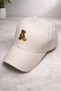 Czapka z Daszkiem Beżowa z Misiem Modna Baseball Cap Nowa