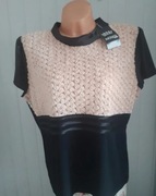 Bluzka damska duży rozmiar 48 50 nowa z metką ekoskóra-różyczki