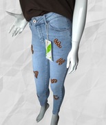 Spodnie jeansowe M.Sara, push up, litery z dżetami, S