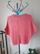 Koralowy ażurowy sweterek damski różowy sweter z krótkim rękawem XS/S
