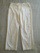 Białe ecru eleganckie lniane spodnie QED London 42