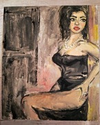 Magia spojrzenia obraz akryl Kobieta w perłach, sztuka na sprzedaż