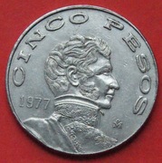 5 Peso  1977 r -  Meksyk Prezydent Guerrero   stan !!!