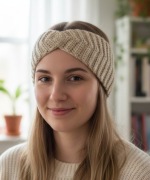 Ciepła opaska na głowę, ręcznie robiona