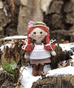 Ania z Zielonego Wzgórza, mini lalka, breloczek,zawieszka, na szydełku