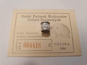 Karta własności gołębia pocztowego + obrączka 1985 r OSTATNIE SZTUKI!