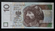 Banknot 10 złotych  ciekawy numer seryjny CG3131311