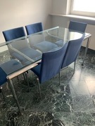 STÓŁ SZKLANY NOWOCZESNY CHROMOWANE NOGI SOLIDNY