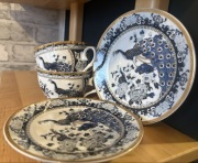 Porcelanowy zestaw pawie Fine China filiżanki talerzyki złocone