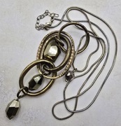 Awangardowy geometryczny złoty naszyjnik kryształki vintage glamour