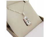 SREBRNY LŚNIĄCY NASZYJNIK DAMSKI ŁAŃCUSZEK KRÓTKI + MEDALIK PR. 925 PREZENT