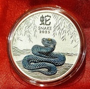 Srebrna moneta Australia 1 Dollar Lunar III Rok Węża Kolor 2025 1 uncja Ag 