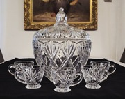 Piękna kryształowa bola ponczarka waza + filiżanki  prl vintage retro