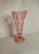 Wazon szklany, art deco, rozalinowy, łososiowy