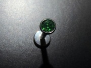 Kolczyk Labret Tytan z Zieloną Cyrkonią Push-In Threadless 8 mm, 1,2 mm 16G