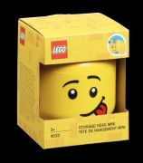 Miniaturowy pojemnik w kształcie głowy śmiesznej minifigurki LEGO