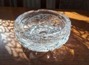 Piękna Stylowa Bogato Zdobiona Popielniczka  Kryształowa  Miska z PRL-
