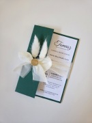 Zaproszenie na Pierwszą Komunię Świętą, ręcznie robione IHS zielone