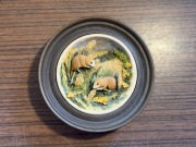 Dekoracyjna płaskorzeźba myszy w zbożu obrazek 3D vintage