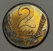 2 zł 1988, mennicza, destrukt, ładna patyna