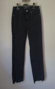 spodnie czarne jeansowe w kant postrzępione nogawki Medicine 34/XS