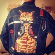 Ręcznie malowane unikat kurtka jeans r.44-46