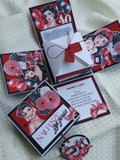Exploding box w stylu Pin-up! urodziny czerwono-czarny prezent 