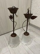 Lampa wisząca sufitowa ze szklanym kloszem brąz 60W zestaw 2 szt