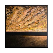 "Horyzont ciszy IV Ciepło": obraz abstrakcyjny akrylowy 40x40 cm