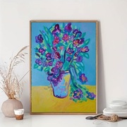 Obraz ręcznie malowany olejny fowizm kwiaty w wazonie na prezent