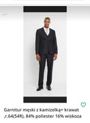Garnitur męski z kamizelką+ krawat ,r.64(54R), 84% poliester 16% wiskoza
