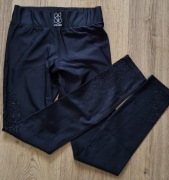 Leginsy, długie spodnie na siłownię ażurowe czarne rozm. XS GYM HERO