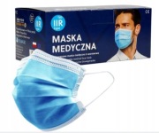 Maseczki medyczne Polmask 3-warstwowe 50 sztuk niebieskie