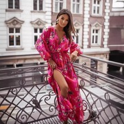 Długa różowa sukienka maxi L długa sukienka w kwiaty maxi dress