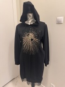 PINKO sukienka hoodie z kapturem | koronka | czarna | S/M | premium