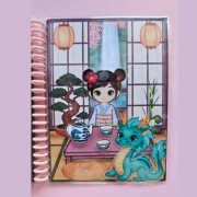 Interaktywna książka na rzepy w stylu japońskim z lalką i smokiem