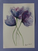 Obrazek z fioletowymi kwiatami- akwarela