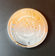 Piękna moneta srebrna 20 cedis Ghana, 1 uncja próby 9999