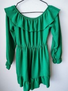 Zielona sukienka hiszpanka falbana 10 140/146 boho Italy hit