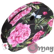 Czarny organizer do Obag MOON LIGHT kwiaty piwonie różowe 2 kieszenie OMAY