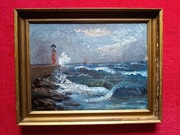 Stary obraz na płótnie sygnowany 1947 rok