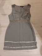 Elegancka zdobiona bluzka tunika tiul 38 M kamienie święta imprezy wigilia