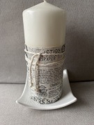 Świecznik SQUARE + świeca walec nowe białe podstaw