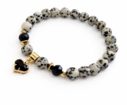 Bransoletka jaspis dalmatyńczyk kamienie zlota serce